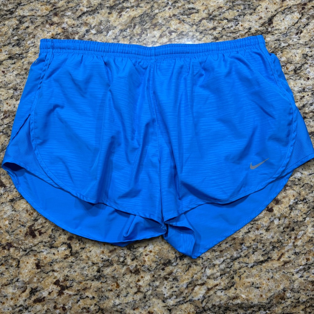 Nike Dri-FIT Mens Blue Running Shorts Large Zippered Back Pocket Mesh Panels ws